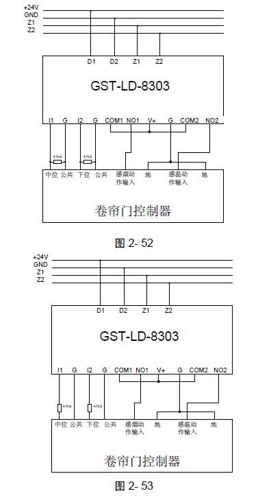  GST-LD-8303模块与防火卷帘门电气控制箱（标准型）接线示意图